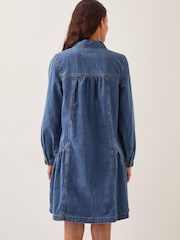 Monsoon Blue Isla Denim Shirt 100% Cotton Dress - Image 3 of 5