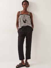 Monsoon Black Penina Drawstring Wide-Leg Trousers - Image 1 of 4