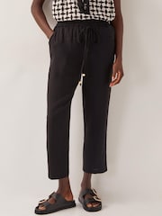 Monsoon Black Penina Drawstring Wide-Leg Trousers - Image 2 of 4