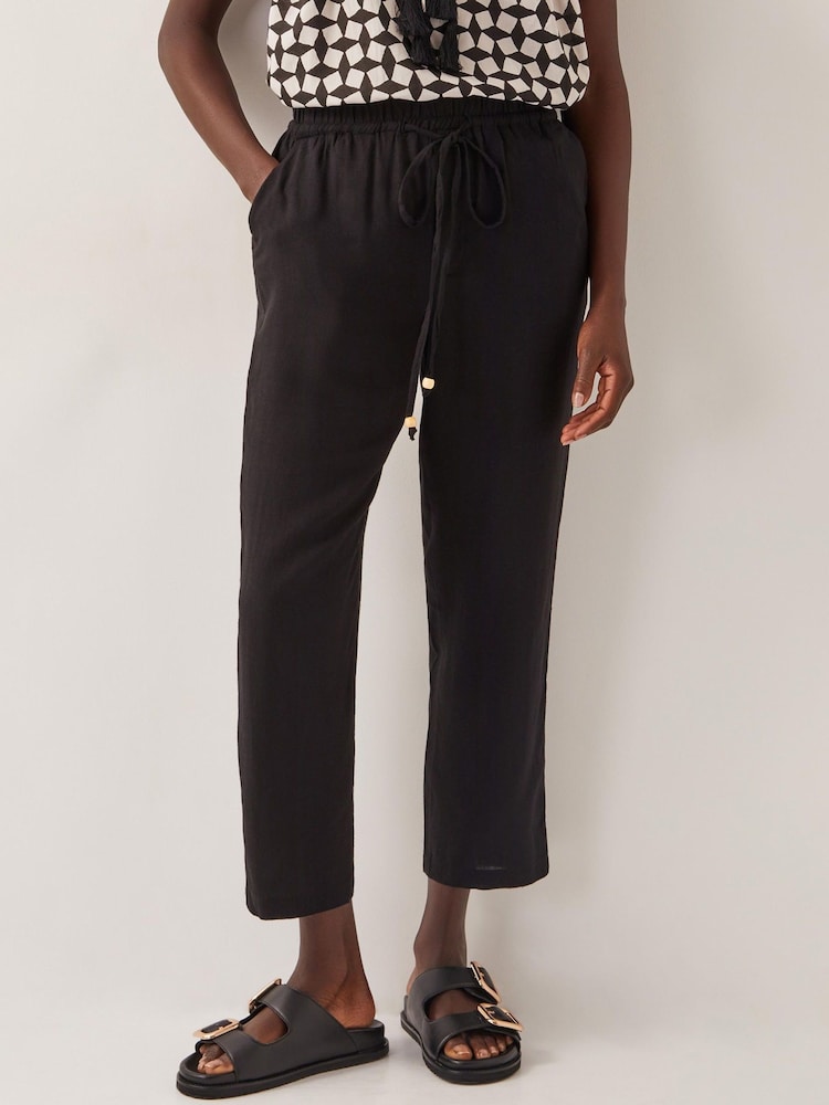 Monsoon Black Penina Drawstring Wide-Leg Trousers - Image 2 of 4