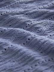 Pale Blue Broderie Short Sleeve Holiday Shirt - Image 6 of 6