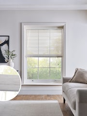 White Ivory 50mm Slat Bamboo Venetian Blind - Image 1 of 5
