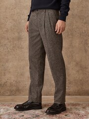 Taupe Regular Tapered Fit Nova Fides Smart Texture Trousers With Wool - Image 1 of 10
