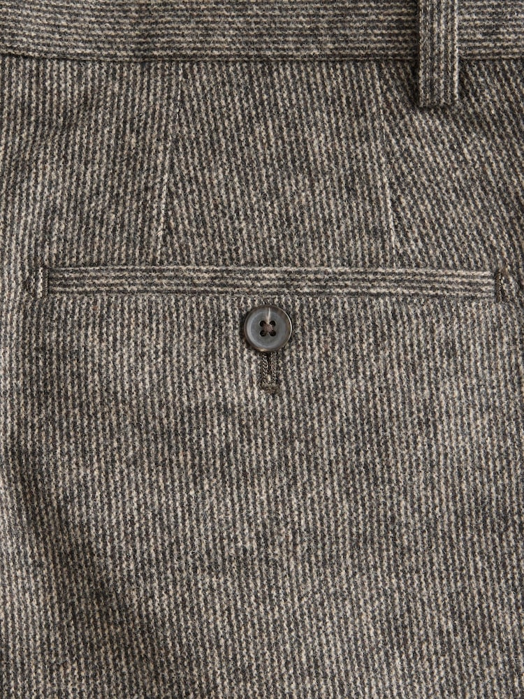 Taupe Regular Tapered Fit Nova Fides Smart Texture Trousers With Wool - Image 10 of 10