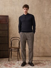 Taupe Regular Tapered Fit Nova Fides Smart Texture Trousers With Wool - Image 2 of 10