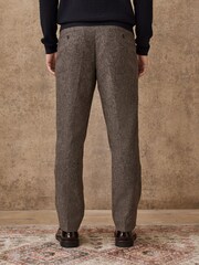 Taupe Regular Tapered Fit Nova Fides Smart Texture Trousers With Wool - Image 4 of 10