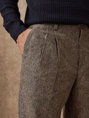 Taupe Regular Tapered Fit Nova Fides Smart Texture Trousers With Wool - Image 5 of 10