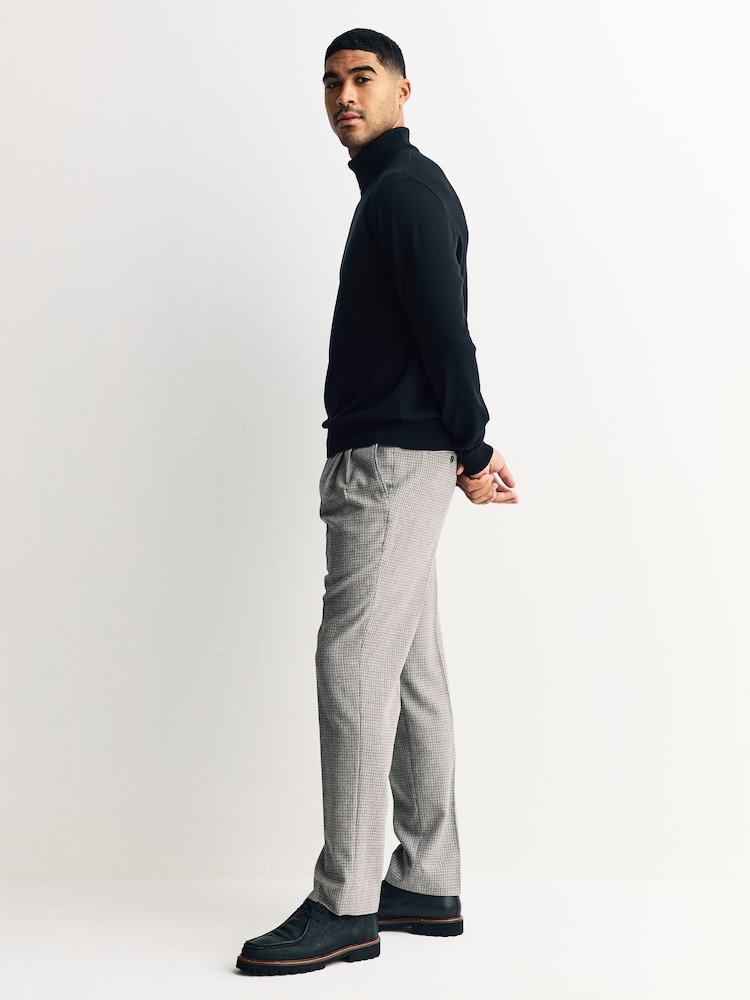 Light Grey Signature Smart Check Trousers With Wool - Image 2 of 11