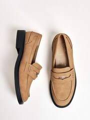 Friends Like These Tan Brown Coin Hardware Slip-On Comfort Penny Loafer Shoes - Image 1 of 4