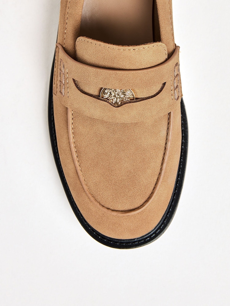 Friends Like These Tan Brown Coin Hardware Slip-On Comfort Penny Loafer Shoes - Image 2 of 4