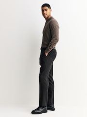 Dark Brown Herringbone Regular Tapered Fit Signature 100% Wool Trousers - Image 2 of 11