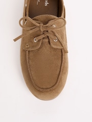 Friends Like These Camel Slim Lace-Up Faux Suede Boat Shoe Loafers - Image 2 of 4