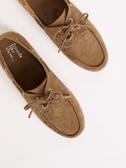 Friends Like These Camel Slim Lace-Up Faux Suede Boat Shoe Loafers - Image 3 of 4