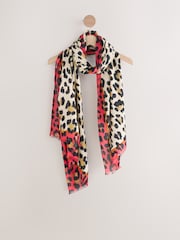 Leopard Print/Red Lightweight Scarf - Image 1 of 3