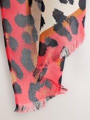 Leopard Print/Red Lightweight Scarf - Image 3 of 3