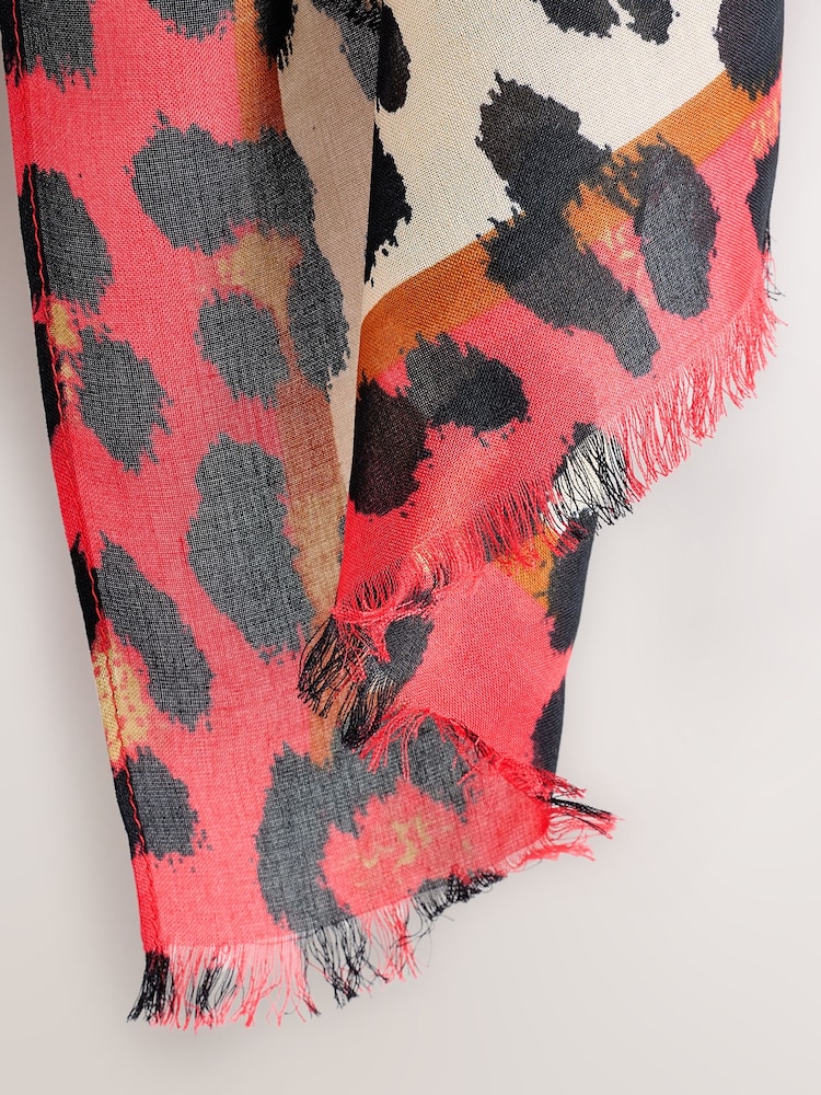 Leopard Print/Red Lightweight Scarf - Image 3 of 3