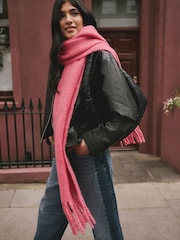 Raspberry Pink Heavyweight Brushed Blanket Scarf - Image 1 of 8