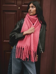 Raspberry Pink Heavyweight Brushed Blanket Scarf - Image 2 of 8