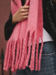 Raspberry Pink Heavyweight Brushed Blanket Scarf - Image 5 of 8
