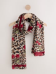 Leopard with Cherry Motif Lightweight Scarf - Image 1 of 3