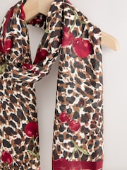 Leopard with Cherry Motif Lightweight Scarf - Image 2 of 3