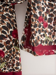 Leopard with Cherry Motif Lightweight Scarf - Image 3 of 3