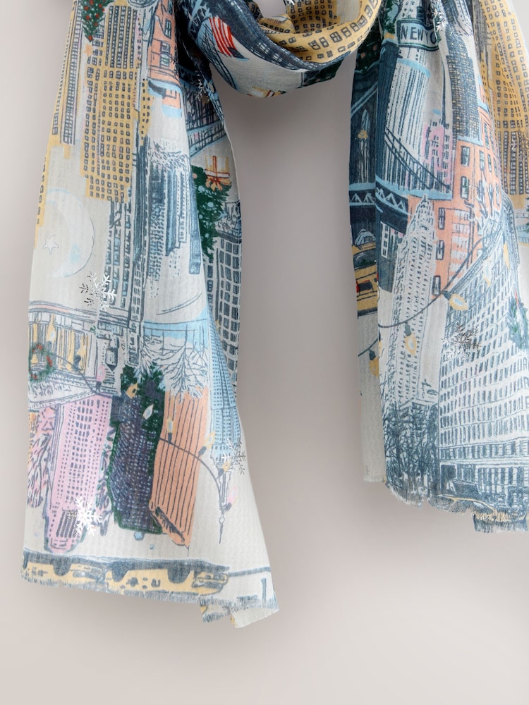 New York Christmas Scene Lightweight Scarf - Image 7 of 7