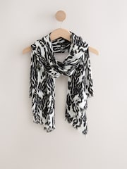 Black/White Ikat Animal Print Lightweight Scarf - Image 1 of 3