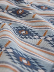 Blue Relaxed Fit Navajo Style Printed Long Sleeve Shirt - Image 6 of 7