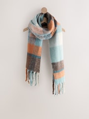 Blue/Orange Heavyweight Brushed Blanket Scarf - Image 6 of 8