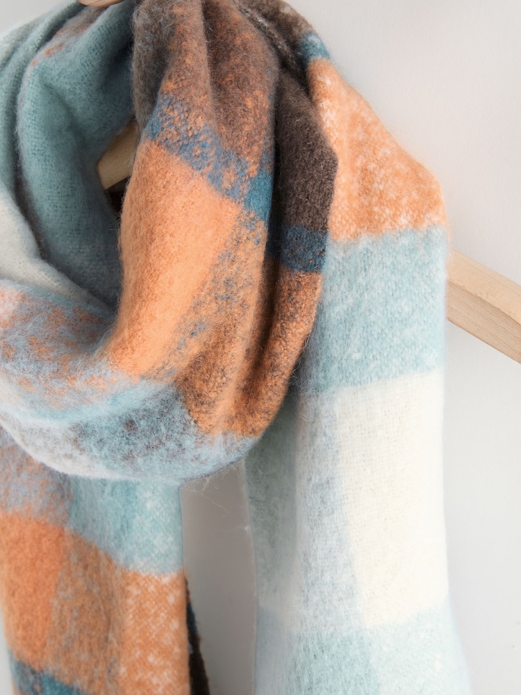 Blue/Orange Heavyweight Brushed Blanket Scarf - Image 8 of 8 Blue/Orange Heavyweight Brushed Blanket Scarf - Image 8 of 8