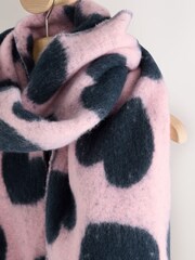 Navy/Pink Heart Print Heavyweight Blanket Scarf - Image 6 of 7