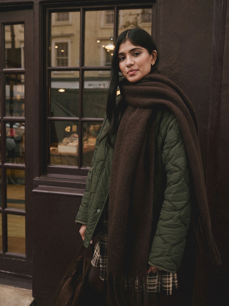 Chocolate Brown Heavyweight Brushed Blanket Scarf - Image 2 of 8