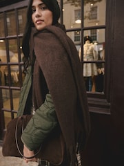 Chocolate Brown Heavyweight Brushed Blanket Scarf - Image 3 of 8