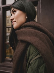 Chocolate Brown Heavyweight Brushed Blanket Scarf - Image 4 of 8