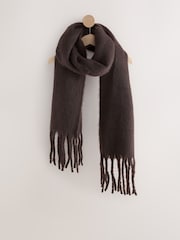 Chocolate Brown Heavyweight Brushed Blanket Scarf - Image 6 of 8
