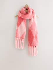 Red/Pink Argyle Heavyweight Brushed Blanket Scarf - Image 2 of 3