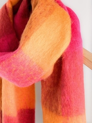 Pink/Orange Check Heavyweight Brushed Blanket Scarf - Image 5 of 7