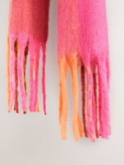 Pink/Orange Check Heavyweight Brushed Blanket Scarf - Image 7 of 7
