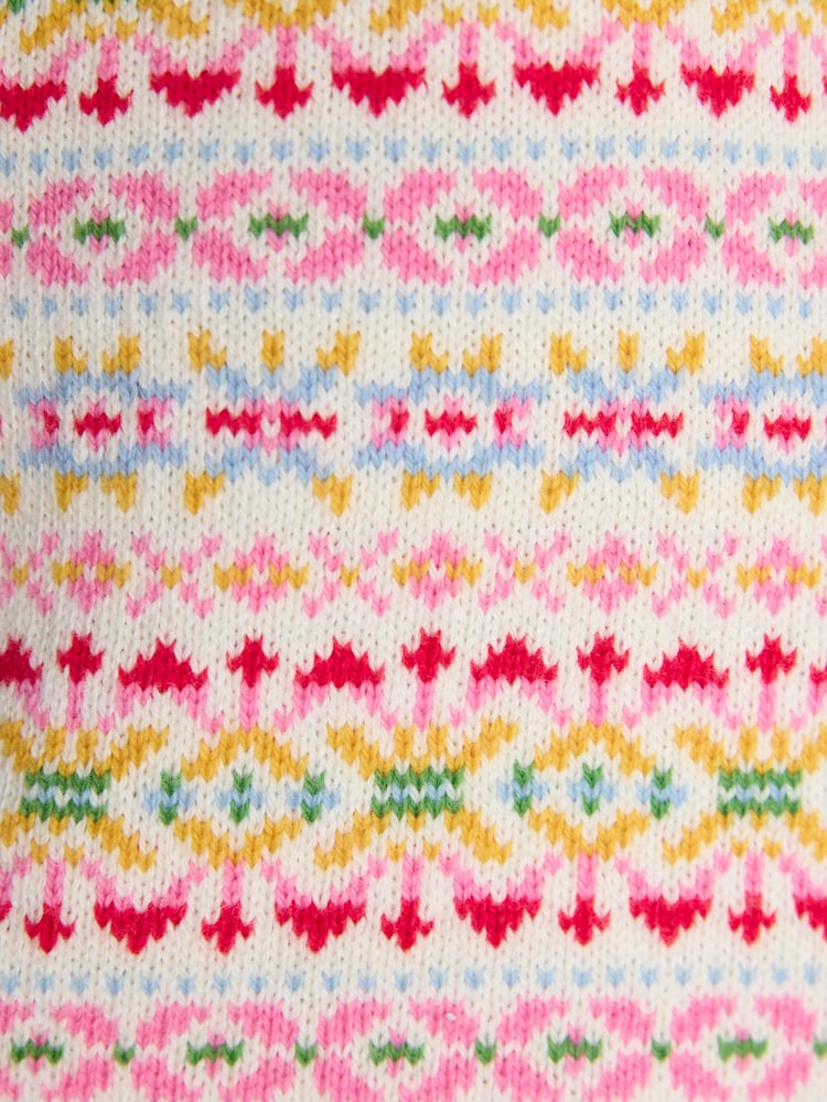 Mehrfarbig - Joules Islay V Neck Fair Isle Cotton Rich Knitted Vest - Bild 9 von 9