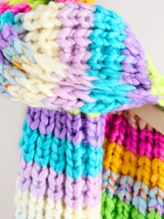 Bright Stripe Hand Knit Chunky Blanket Scarf - Image 7 of 8