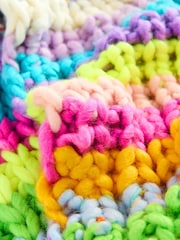 Bright Stripe Hand Knit Chunky Blanket Scarf - Image 8 of 8