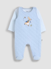 JoJo Maman Bébé Blue Quilted 2-Piece Dungaree Set - Image 1 of 6