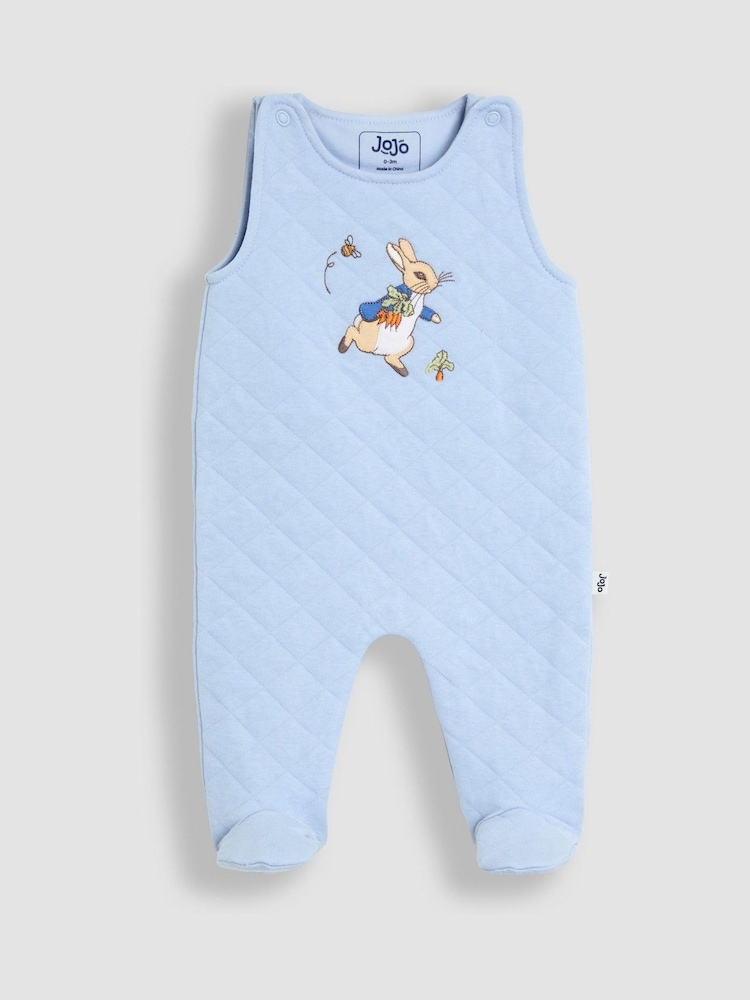 JoJo Maman Bébé Blue Quilted 2-Piece Dungaree Set - Image 2 of 6
