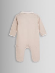JoJo Maman Bébé Neutral Stripe 'I Love My Daddy' Sleepsuit - Image 4 of 4