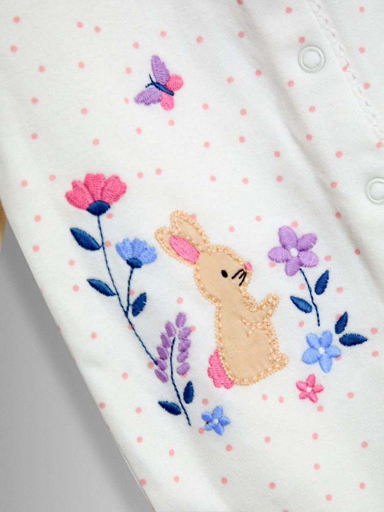JoJo Maman Bébé Cream Speckled Hedgehog Footed Embroidered Sleepsuit - Image 5 of 5