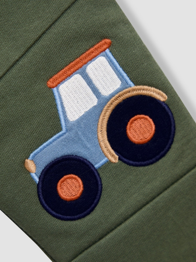 JoJo Maman Bébé Khaki Green Tractor 2-Pack Appliqué Knee & Plain Joggers - Image 6 of 6 JoJo Maman Bébé Khaki Green Tractor 2-Pack Appliqué Knee & Plain Joggers - Image 6 of 6