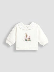 JoJo Maman Bébé Blue Floral Flopsy Appliqué Sweatshirt Leggings & Headband Set - Image 2 of 6
