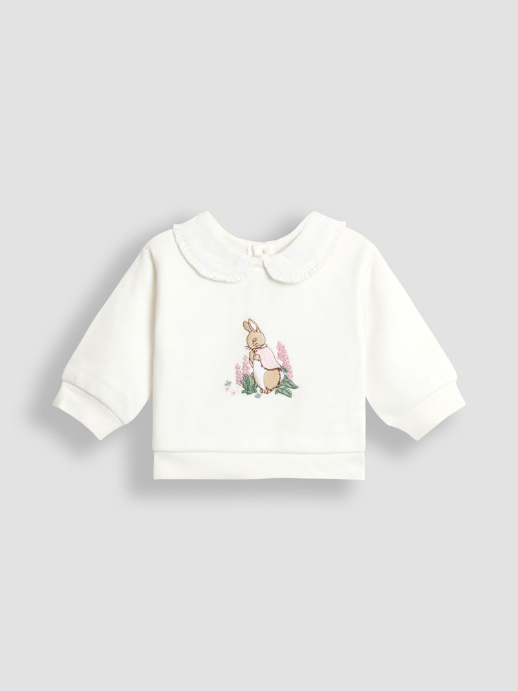 JoJo Maman Bébé Blue Floral Flopsy Appliqué Sweatshirt Leggings & Headband Set - Image 2 of 6