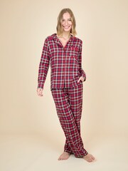 JoJo Maman Bébé Red Womens Classic Check Christmas Pyjamas Set - Image 1 of 4